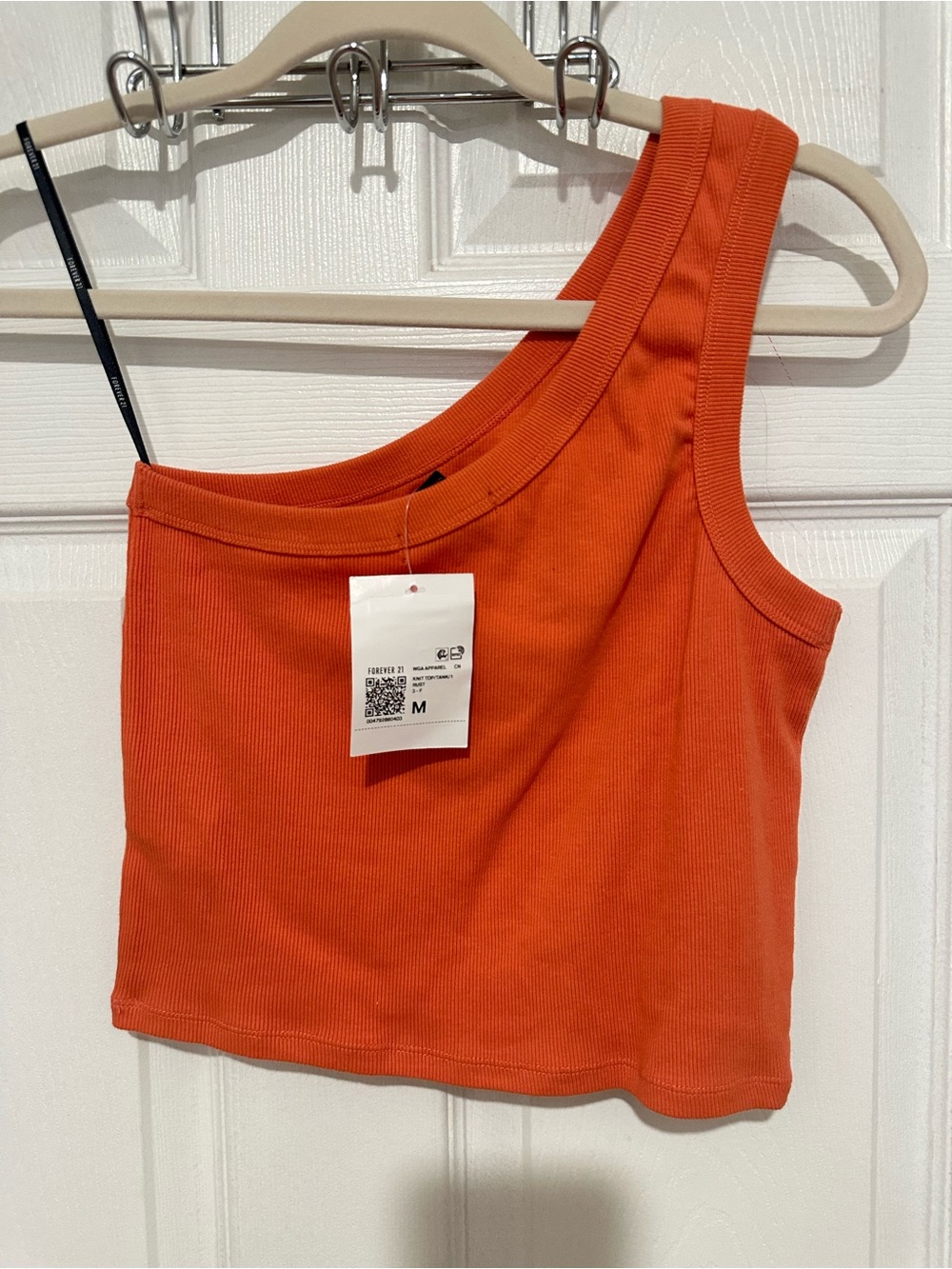 Forever 21 One-Shoulder Ribbed Crop Top - Orange